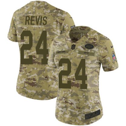 Nike New York Jets #24 Darrelle Revis Camo Women's Stitched NFL Limited 2018 Salute to Service Jersey