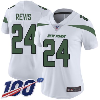 Nike New York Jets #24 Darrelle Revis White Women's Stitched NFL 100th Season Vapor Limited Jersey