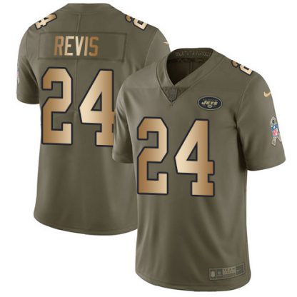 Nike New York Jets #24 Darrelle Revis Olive/Gold Men's Stitched NFL Limited 2017 Salute To Service Jersey