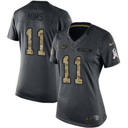 Nike New York Jets #11 Denzel Mim Black Women's Stitched NFL Limited 2016 Salute to Service Jersey