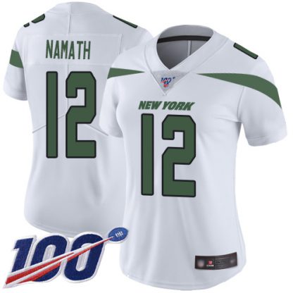 Nike New York Jets #12 Joe Namath White Women's Stitched NFL 100th Season Vapor Limited Jersey