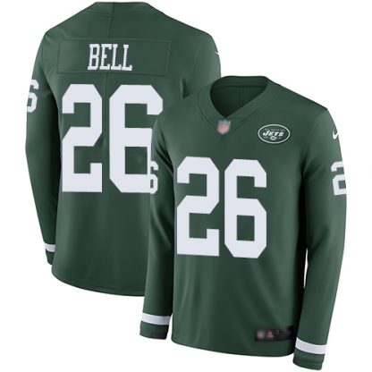 Nike New York Jets #26 Le'Veon Bell Green Team Color Men's Stitched NFL Limited Therma Long Sleeve Jersey