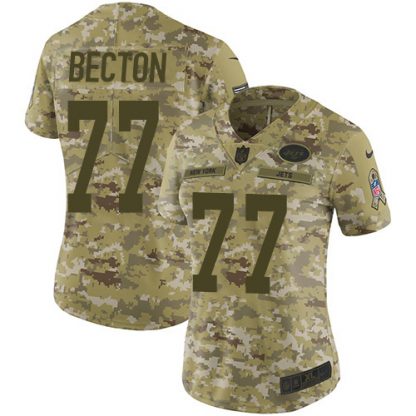 Nike New York Jets #77 Mekhi Becton Camo Women's Stitched NFL Limited 2018 Salute To Service Jersey
