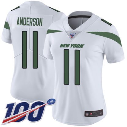 Nike New York Jets #11 Robby Anderson White Women's Stitched NFL 100th Season Vapor Limited Jersey