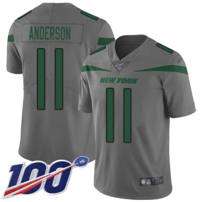 Nike New York Jets #11 Robby Anderson Gray Men's Stitched NFL Limited Inverted Legend 100th Season Jersey