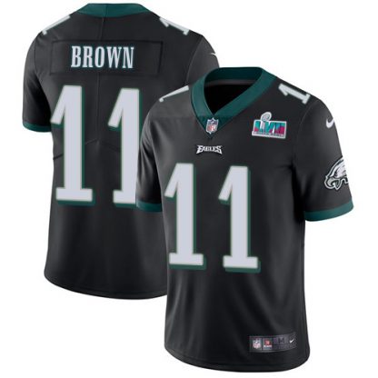 Nike Philadelphia Eagles #11 A.J. Brown Black Alternate Super Bowl LVII Patch Youth Stitched NFL Vapor Untouchable Limited Jersey