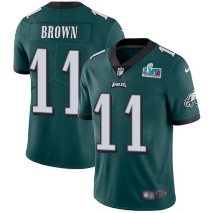 Nike Philadelphia Eagles #11 A.J. Brown Green Team Color Super Bowl LVII Patch Men's Stitched NFL Vapor Untouchable Limited Jersey