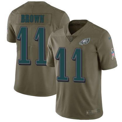 Nike Philadelphia Eagles #11 A.J. Brown Olive Men's Stitched NFL Limited 2017 Salute To Service Jersey