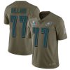 Nike Philadelphia Eagles #77 Andre Dillard Olive Super Bowl LVII Patch Men's Stitched NFL Limited 2017 Salute To Service Jersey