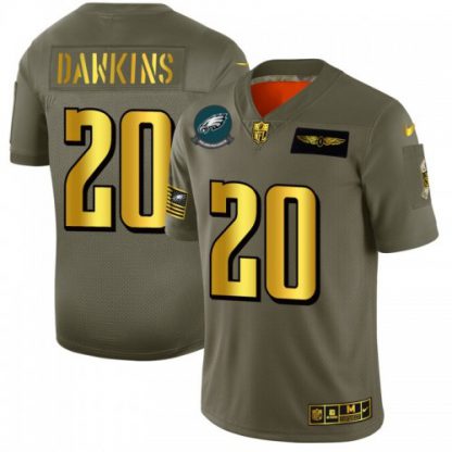 Philadelphia Philadelphia Eagles #20 Brian Dawkins NFL Men's Nike Olive Gold 2019 Salute to Service Limited Jersey