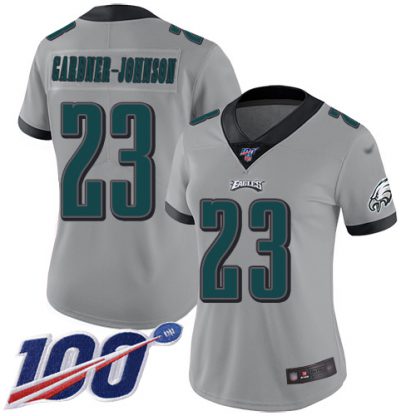 Nike Philadelphia Eagles #23 C.J. Gardner-Johnson Silver Women's Stitched NFL Limited Inverted Legend 100th Season Jersey