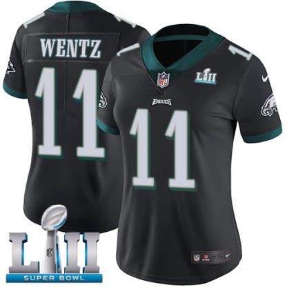 Nike Philadelphia Eagles #11 Carson Wentz Black Alternate Super Bowl LII Women's Stitched NFL Vapor Untouchable Limited Jersey