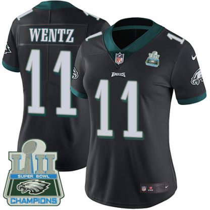 Nike Philadelphia Eagles #11 Carson Wentz Black Alternate Super Bowl LII Champions Women's Stitched NFL Vapor Untouchable Limited Jersey