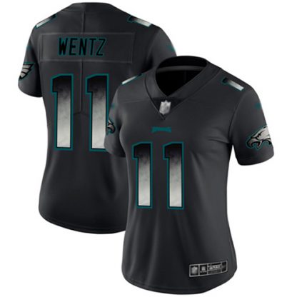 Nike Philadelphia Eagles #11 Carson Wentz Black Women's Stitched NFL Vapor Untouchable Limited Smoke Fashion Jersey