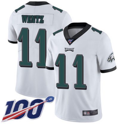 Nike Philadelphia Eagles #11 Carson Wentz White Youth Stitched NFL 100th Season Vapor Limited Jersey