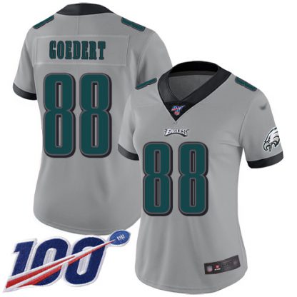 Nike Philadelphia Eagles #88 Dallas Goedert Silver Women's Stitched NFL Limited Inverted Legend 100th Season Jersey