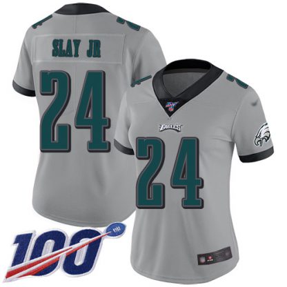 Nike Philadelphia Eagles #24 Darius Slay Jr Silver Women's Stitched NFL Limited Inverted Legend 100th Season Jersey