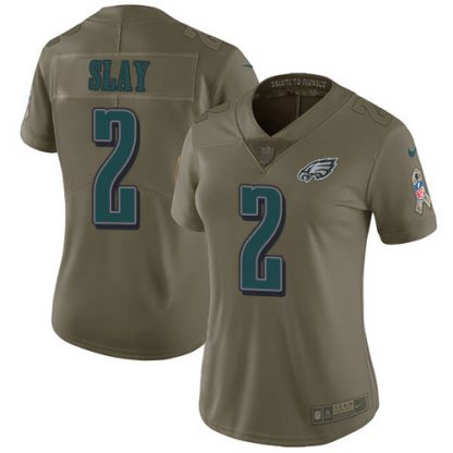 Nike Philadelphia Eagles #2 Darius Slay Olive Women's Stitched NFL Limited 2017 Salute To Service Jersey