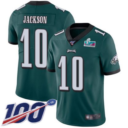 Nike Philadelphia Eagles #10 DeSean Jackson Green Team Color Super Bowl LVII Patch Men's Stitched NFL 100th Season Vapor Limited Jersey
