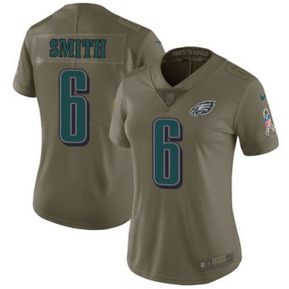Nike Philadelphia Eagles #6 DeVonta Smith Olive Women's Stitched NFL Limited 2017 Salute To Service Jersey