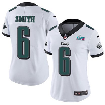 Nike Philadelphia Eagles #6 DeVonta Smith White Super Bowl LVII Patch Women's Stitched NFL Vapor Untouchable Limited Jersey