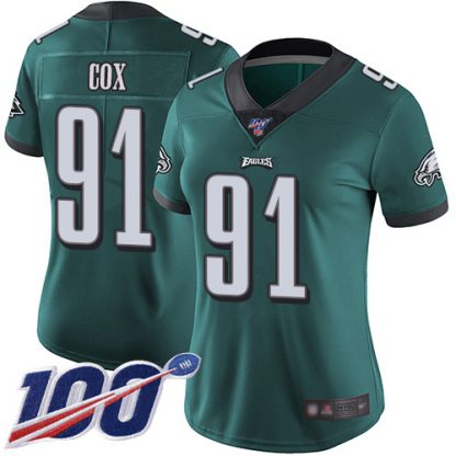 Nike Philadelphia Eagles #91 Fletcher Cox Midnight Green Team Color Women's Stitched NFL 100th Season Vapor Limited Jersey