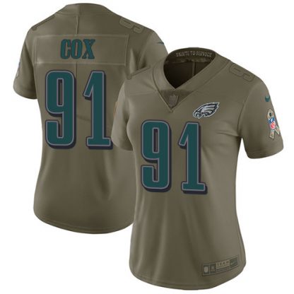 Nike Philadelphia Eagles #91 Fletcher Cox Olive Women's Stitched NFL Limited 2017 Salute to Service Jersey