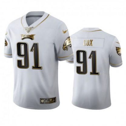 Philadelphia Philadelphia Eagles #91 Fletcher Cox Men's Nike White Golden Edition Vapor Limited NFL 100 Jersey