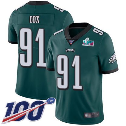Nike Philadelphia Eagles #91 Fletcher Cox Green Team Color Super Bowl LVII Patch Men's Stitched NFL 100th Season Vapor Limited Jersey