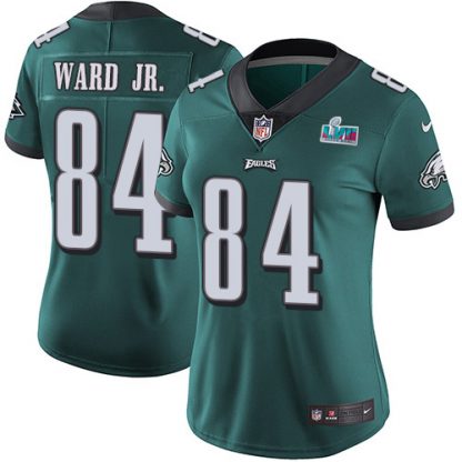 Nike Philadelphia Eagles #84 Greg Ward Jr. Green Team Color Super Bowl LVII Patch Women's Stitched NFL Vapor Untouchable Limited Jersey