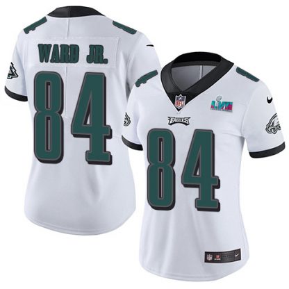 Nike Philadelphia Eagles #84 Greg Ward Jr. White Super Bowl LVII Patch Women's Stitched NFL Vapor Untouchable Limited Jersey