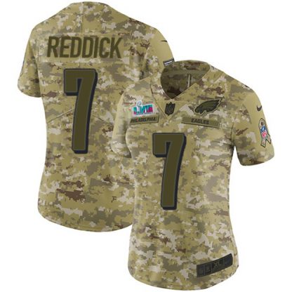 Nike Philadelphia Eagles #7 Haason Reddick Camo Super Bowl LVII Patch Women's Stitched NFL Limited 2018 Salute To Service Jersey