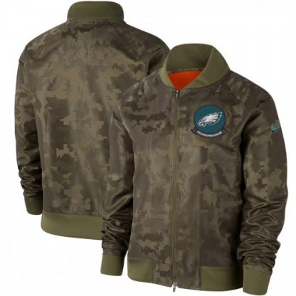 Women's Philadelphia Philadelphia Eagles Nike Olive 2019 Salute to Service Full-Zip Bomber Jacket