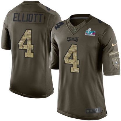 Nike Philadelphia Eagles #4 Jake Elliott Green Super Bowl LVII Patch Youth Stitched NFL Limited 2015 Salute to Service Jersey