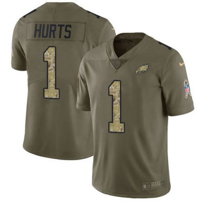 Nike Philadelphia Eagles #1 Jalen Hurts Olive/Camo Youth Stitched NFL Limited 2017 Salute To Service Jersey