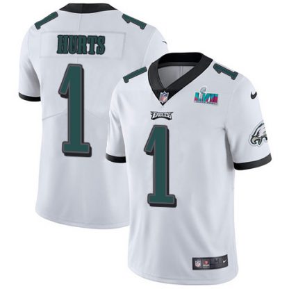 Nike Philadelphia Eagles #1 Jalen Hurts White Super Bowl LVII Patch Youth Stitched NFL Vapor Untouchable Limited Jersey