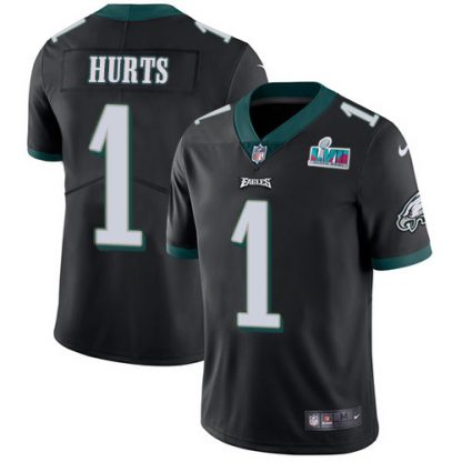 Nike Philadelphia Eagles #1 Jalen Hurts Black Super Bowl LVII Patch Alternate Youth Stitched NFL Vapor Untouchable Limited Jersey