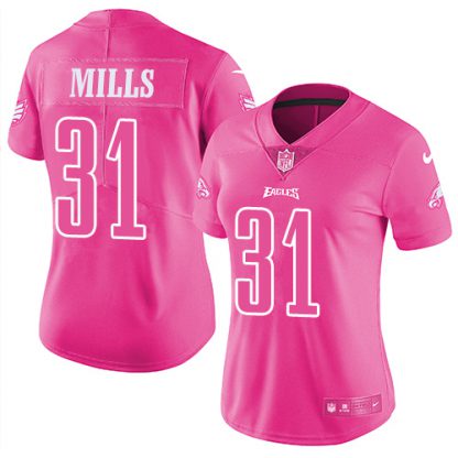 Nike Philadelphia Eagles #31 Jalen Mills Pink Women's Stitched NFL Limited Rush Fashion Jersey