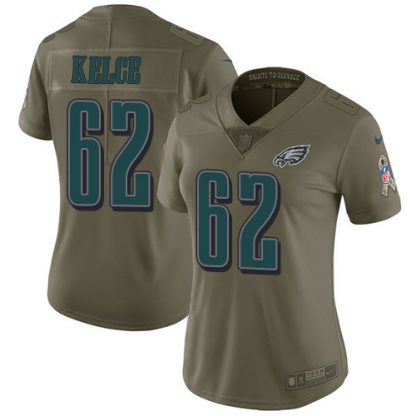 Nike Philadelphia Eagles #62 Jason Kelce Olive Women's Stitched NFL Limited 2017 Salute to Service Jersey