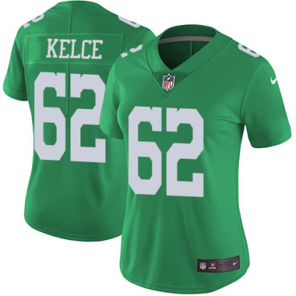 Nike Philadelphia Eagles #62 Jason Kelce Green Super Bowl LVII Patch Women's Stitched NFL Limited Rush Jersey