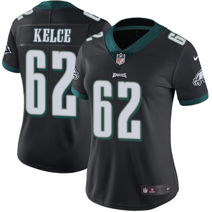 Nike Philadelphia Eagles #62 Jason Kelce Black Super Bowl LVII Patch Alternate Women's Stitched NFL Vapor Untouchable Limited Jersey