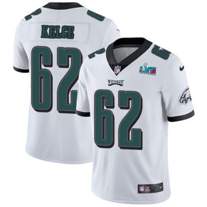 Nike Philadelphia Eagles #62 Jason Kelce White Super Bowl LVII Patch Youth Stitched NFL Vapor Untouchable Limited Jersey