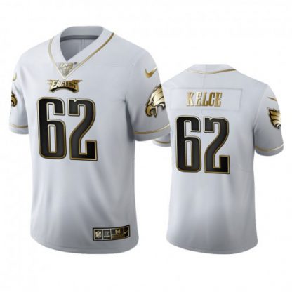 Philadelphia Philadelphia Eagles #62 Jason Kelce Men's Nike White Golden Edition Vapor Limited NFL 100 Jersey