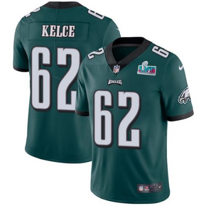 Nike Philadelphia Eagles #62 Jason Kelce Green Team Color Super Bowl LVII Patch Men's Stitched NFL Vapor Untouchable Limited Jersey