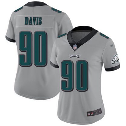 Nike Philadelphia Eagles #90 Jordan Davis Silver Women's Stitched NFL Limited Inverted Legend Jersey