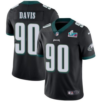Nike Philadelphia Eagles #90 Jordan Davis Black Super Bowl LVII Patch Alternate Youth Stitched NFL Vapor Untouchable Limited Jersey