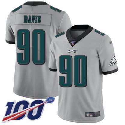 Nike Philadelphia Eagles #90 Jordan Davis Silver Men's Stitched NFL Limited Inverted Legend 100th Season Jersey