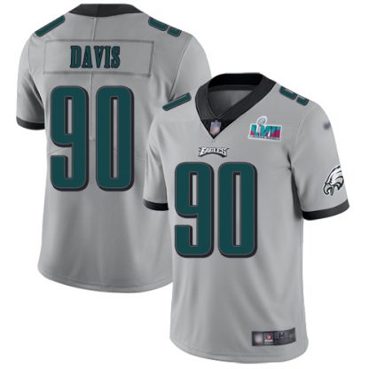 Nike Philadelphia Eagles #90 Jordan Davis Silver Super Bowl LVII Patch Men's Stitched NFL Limited Inverted Legend Jersey