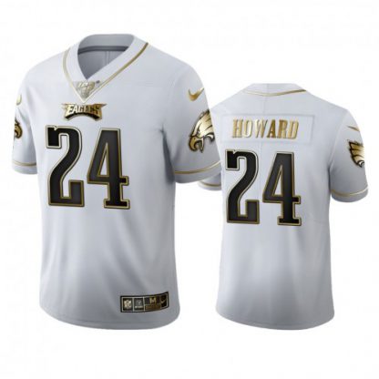 Philadelphia Philadelphia Eagles #24 Jordan Howard Men's Nike White Golden Edition Vapor Limited NFL 100 Jersey