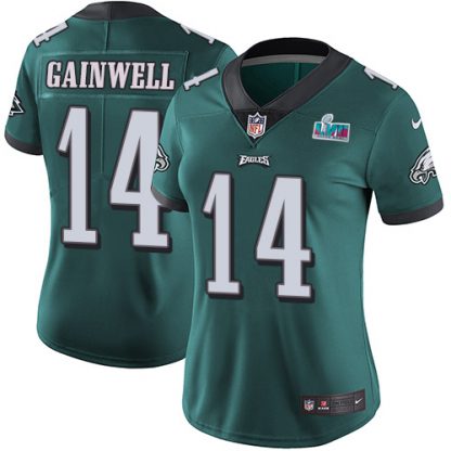 Nike Philadelphia Eagles #14 Kenneth Gainwell Green Team Color Super Bowl LVII Patch Women's Stitched NFL Vapor Untouchable Limited Jersey